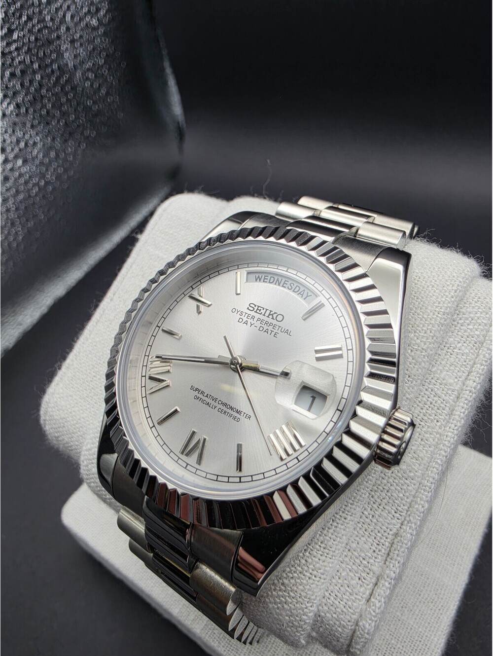 Custom Silver White Day-Date Watch Mod